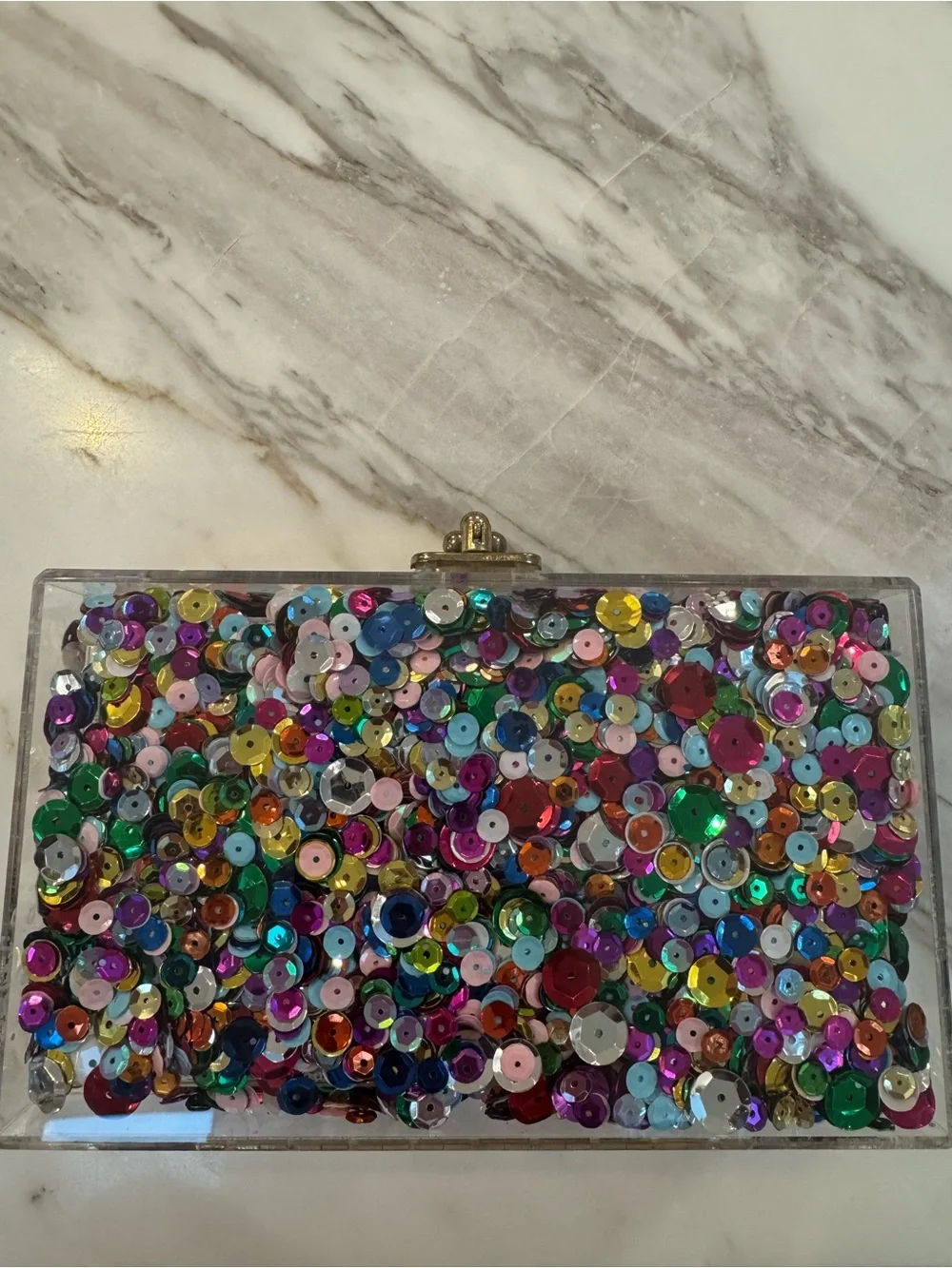 Sequin Confetti Clear Acrylic Clutch - Multicolor